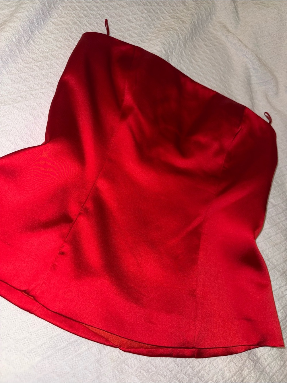 Strapless Red Satin Top - Picture 2 of 6